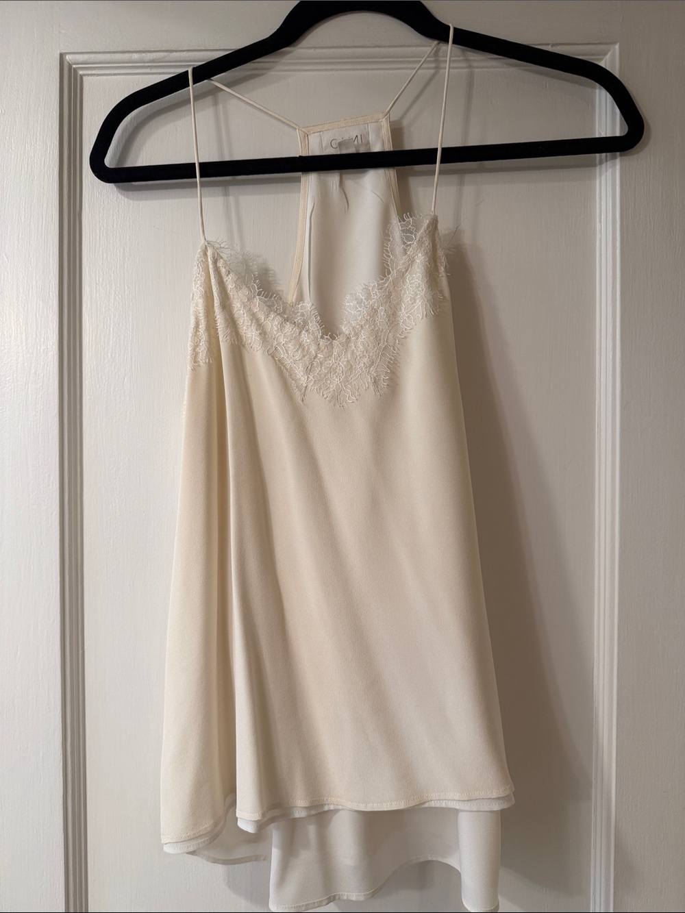 Silky Lace-Trim Blouse - Cream